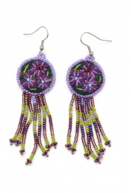 Embroidered Fringe Earrings